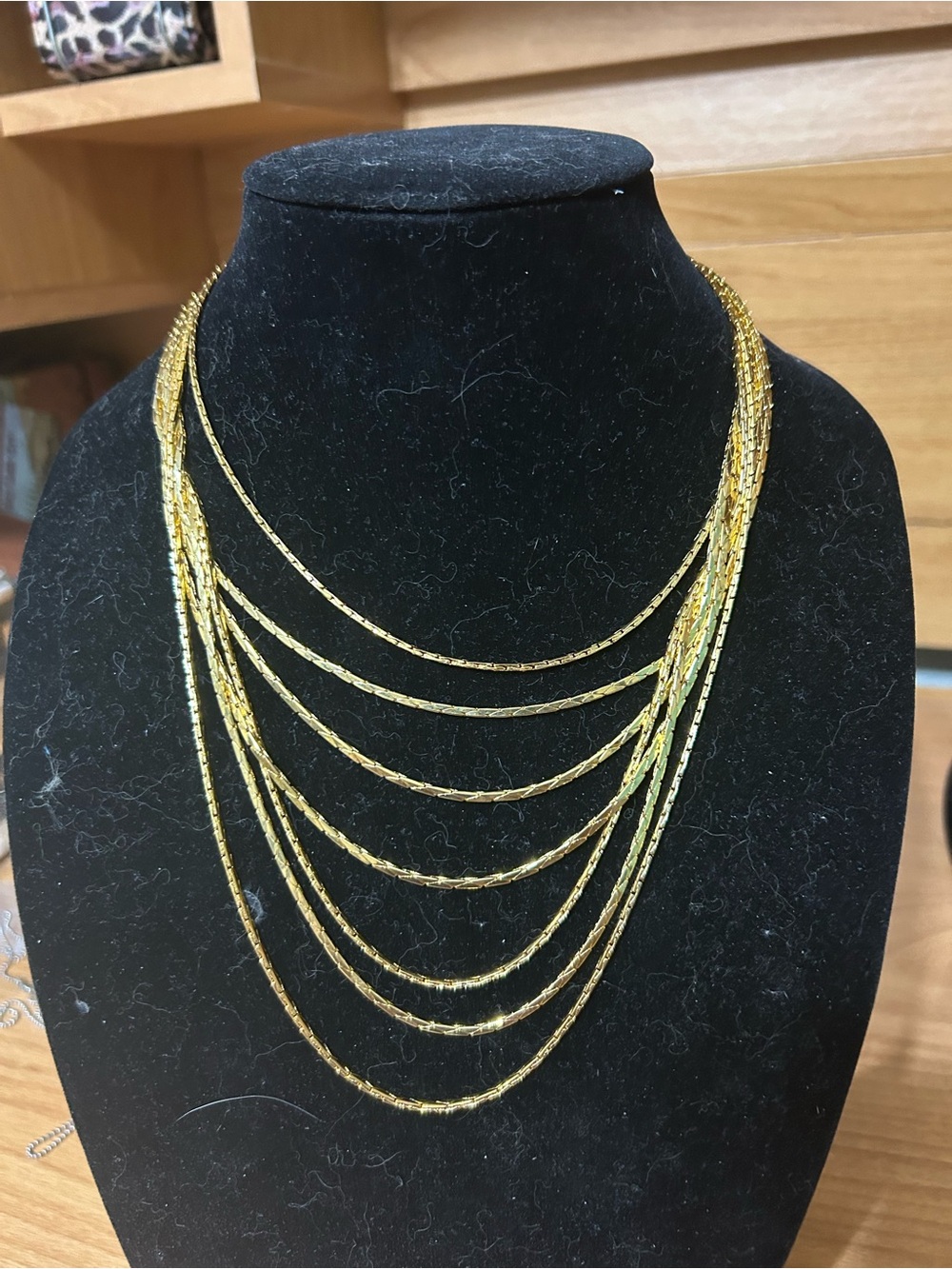 Gold tone Layered chain Necklace